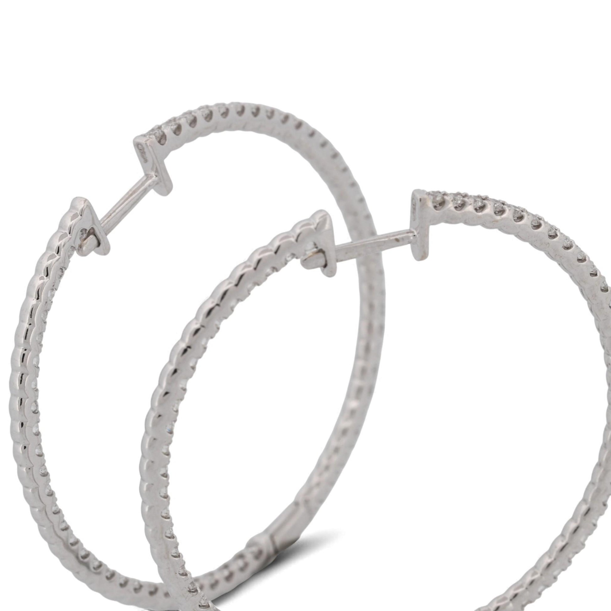 Odelia 18K White Gold Large Inside-Out Diamond Hoop Earrings 1.20ct