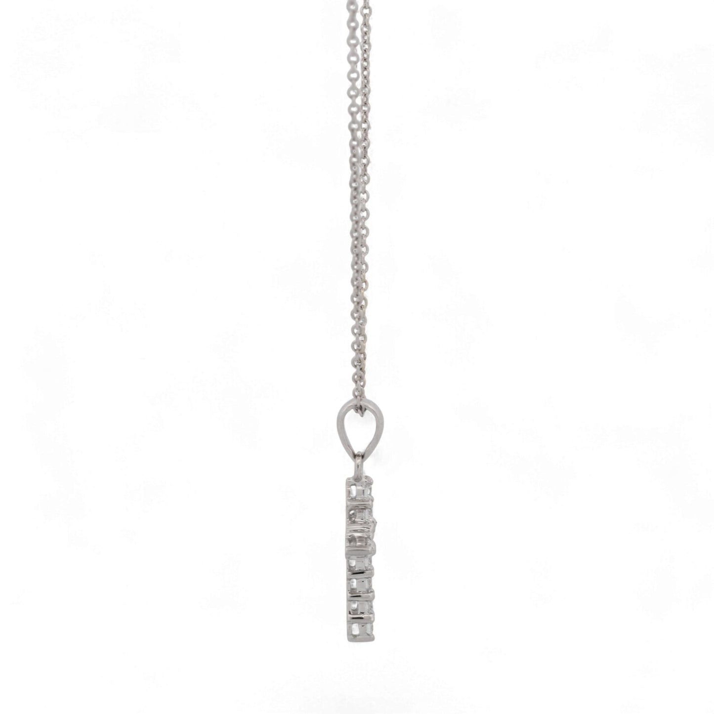 18K White Gold Diamond  Cross Small Pendant Necklace Minimalist