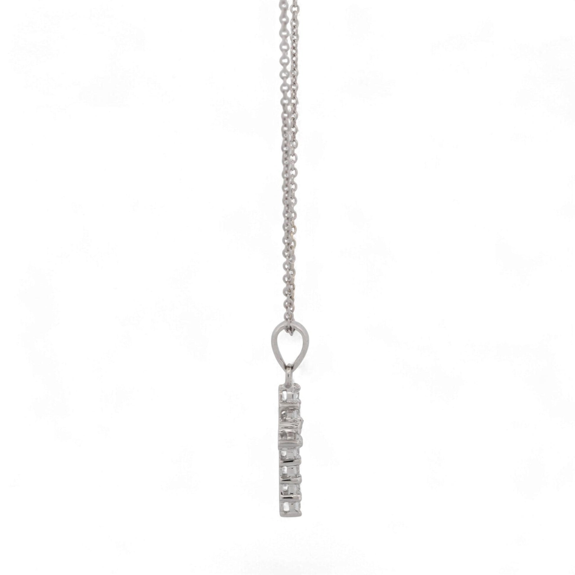18K White Gold Diamond  Cross Small Pendant Necklace Minimalist