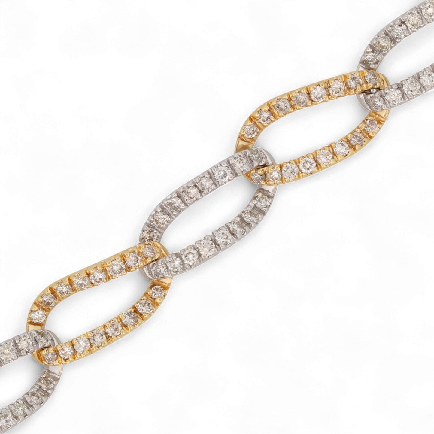 14K Yellow & White Gold Oval Twist Link Diamond Bracelet 2.00ct