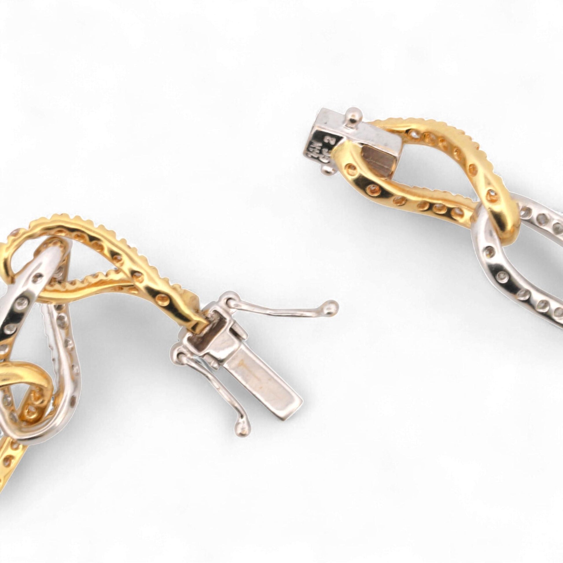 14K Yellow & White Gold Oval Twist Link Diamond Bracelet 2.00ct