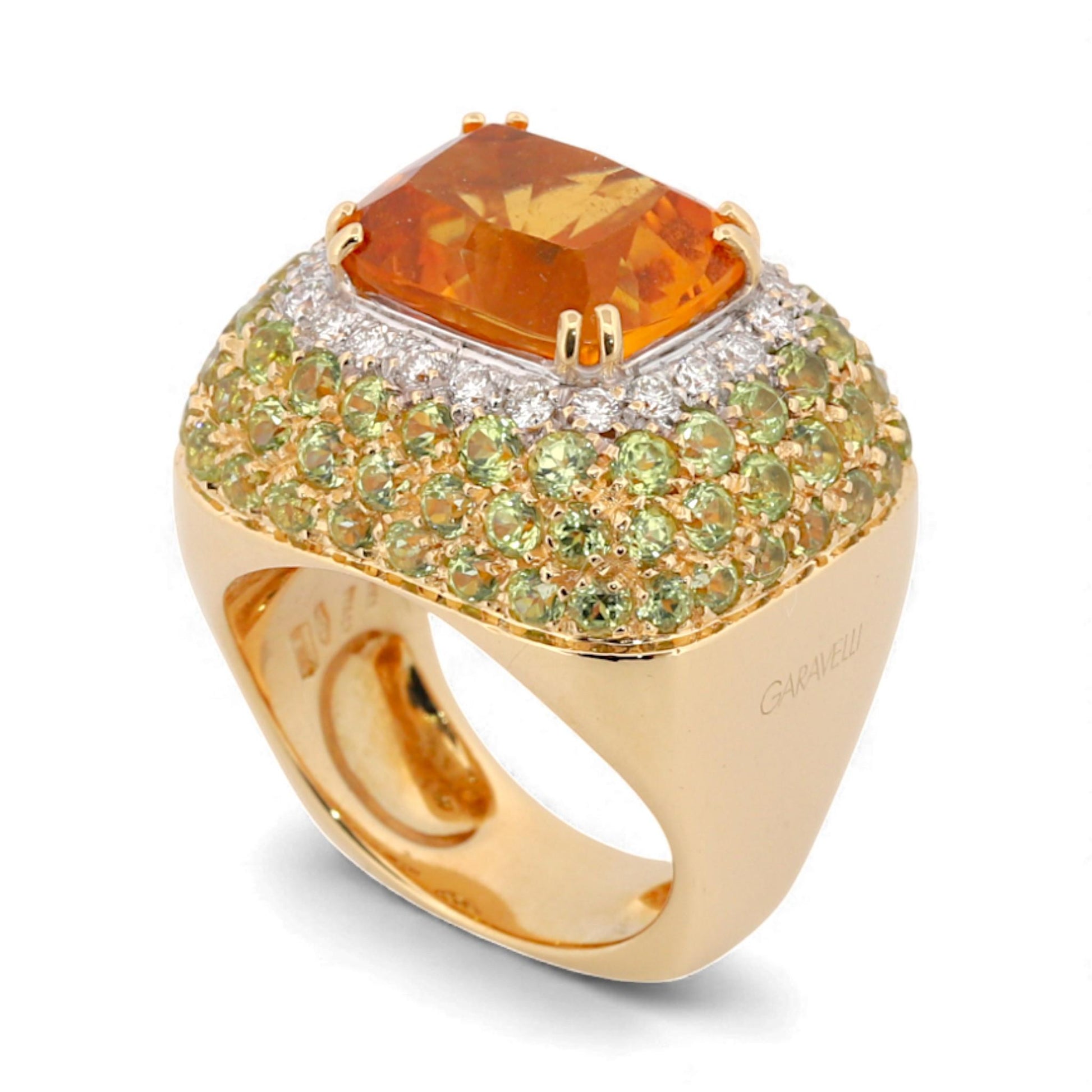 Garavelli Milano 18k Yellow Gold Citrine & Diamond Statement Ring Size 5.75