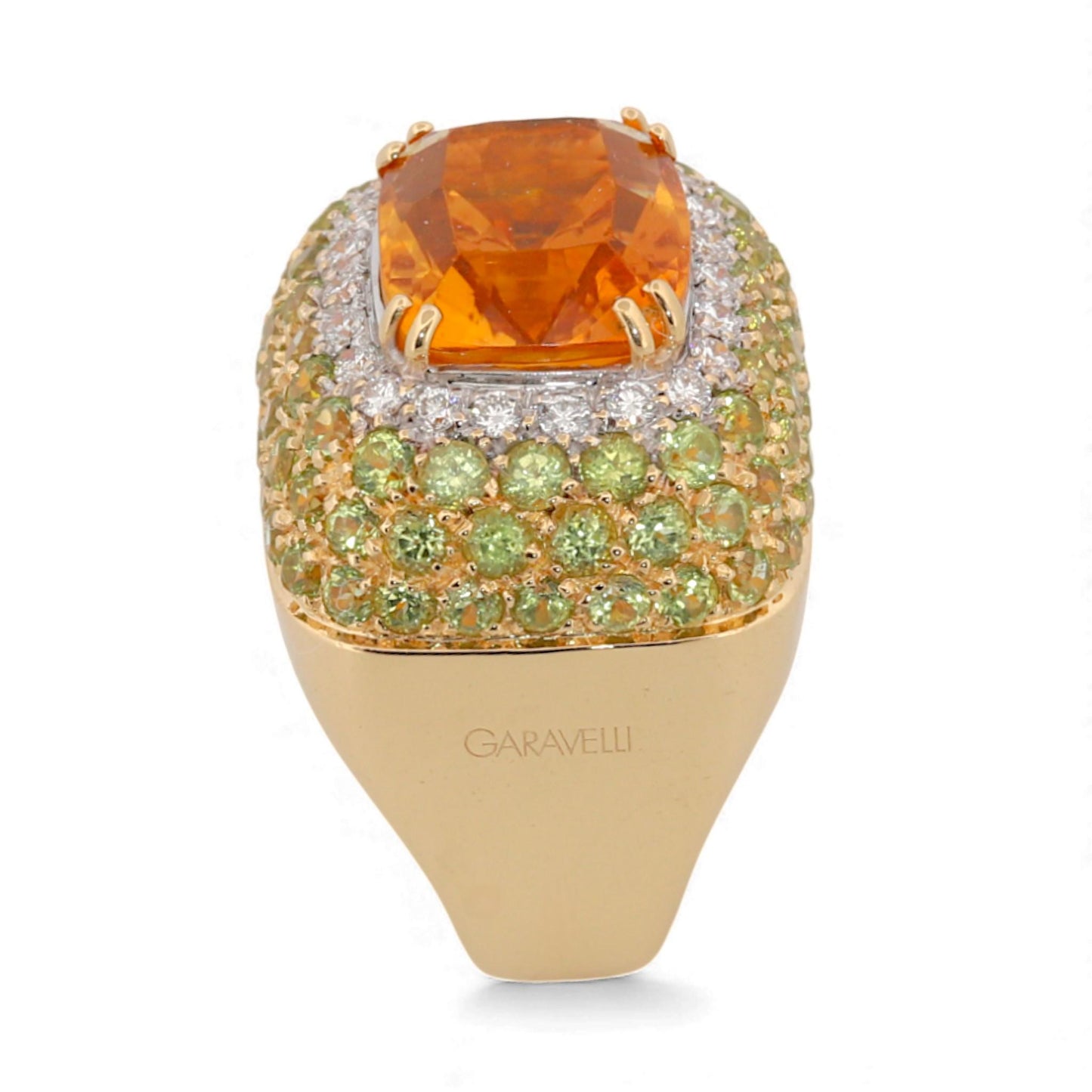 Garavelli Milano 18k Yellow Gold Citrine & Diamond Statement Ring Size 5.75