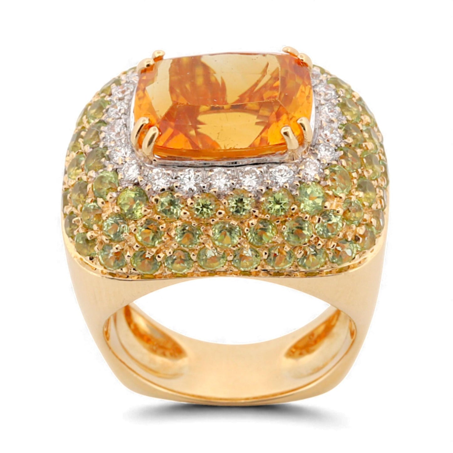 Garavelli Milano 18k Yellow Gold Citrine & Diamond Statement Ring Size 5.75