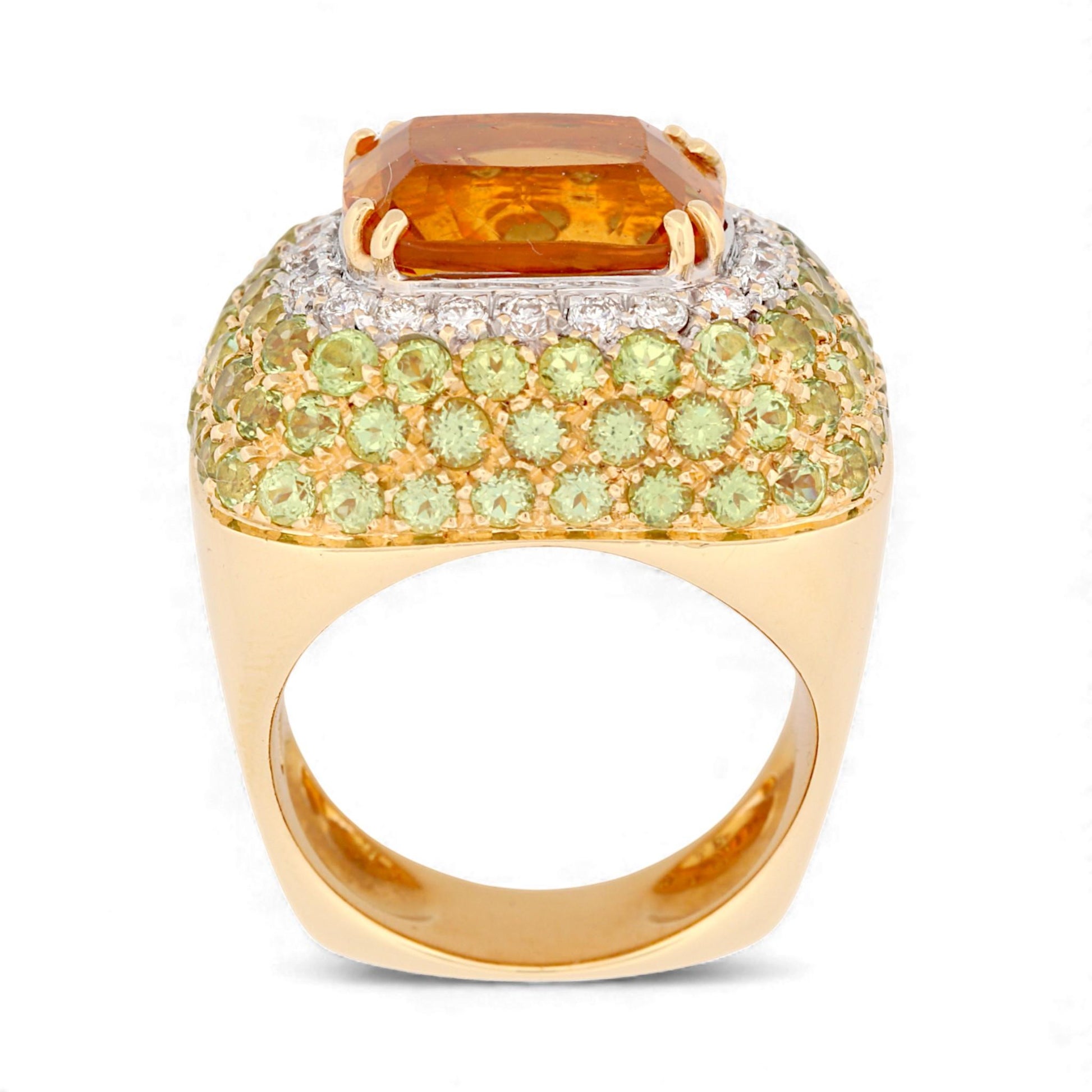 Garavelli Milano 18k Yellow Gold Citrine & Diamond Statement Ring Size 5.75
