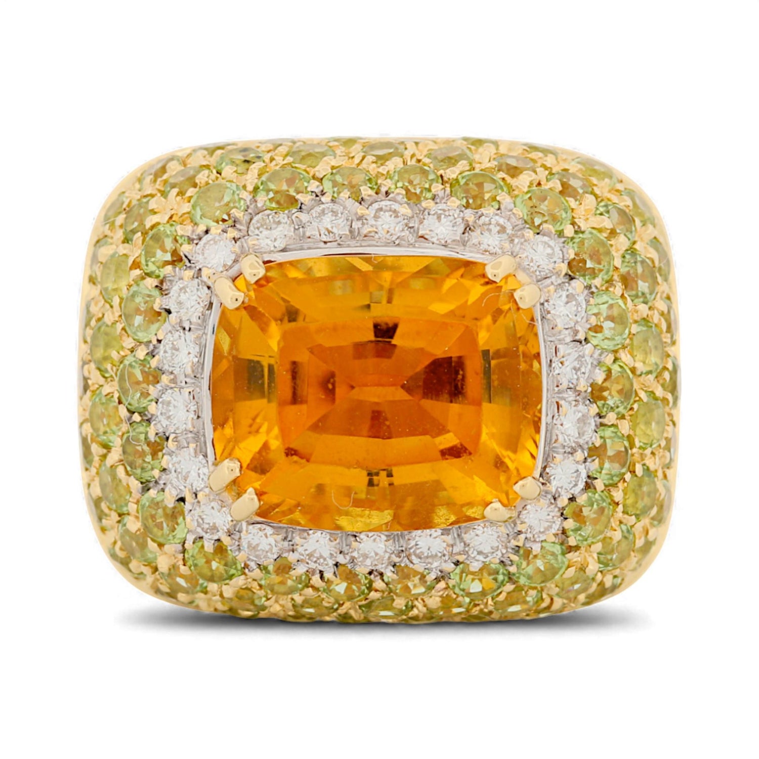 Garavelli Milano 18k Yellow Gold Citrine & Diamond Statement Ring Size 5.75