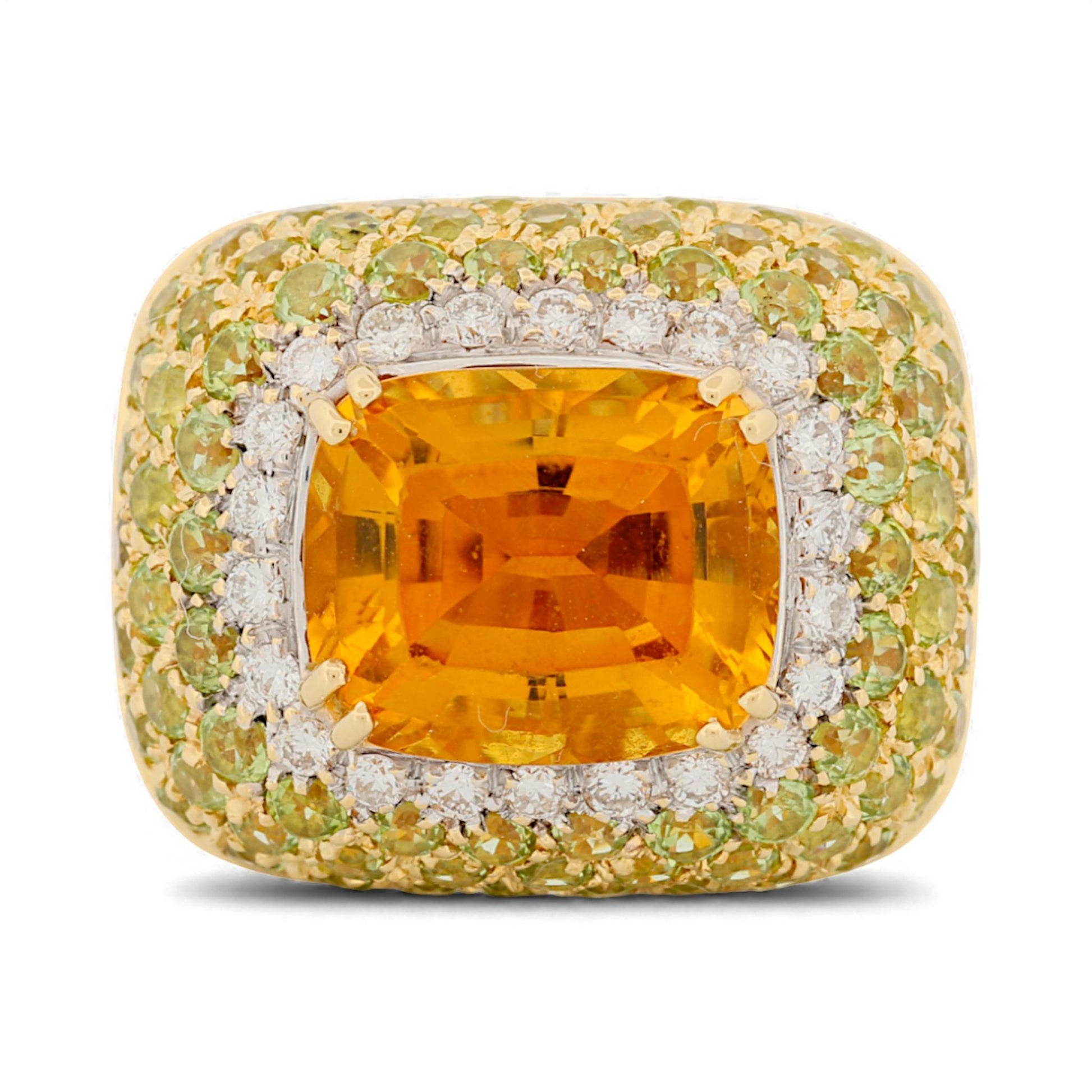 Garavelli Milano 18k Yellow Gold Citrine & Diamond Statement Ring Size 5.75