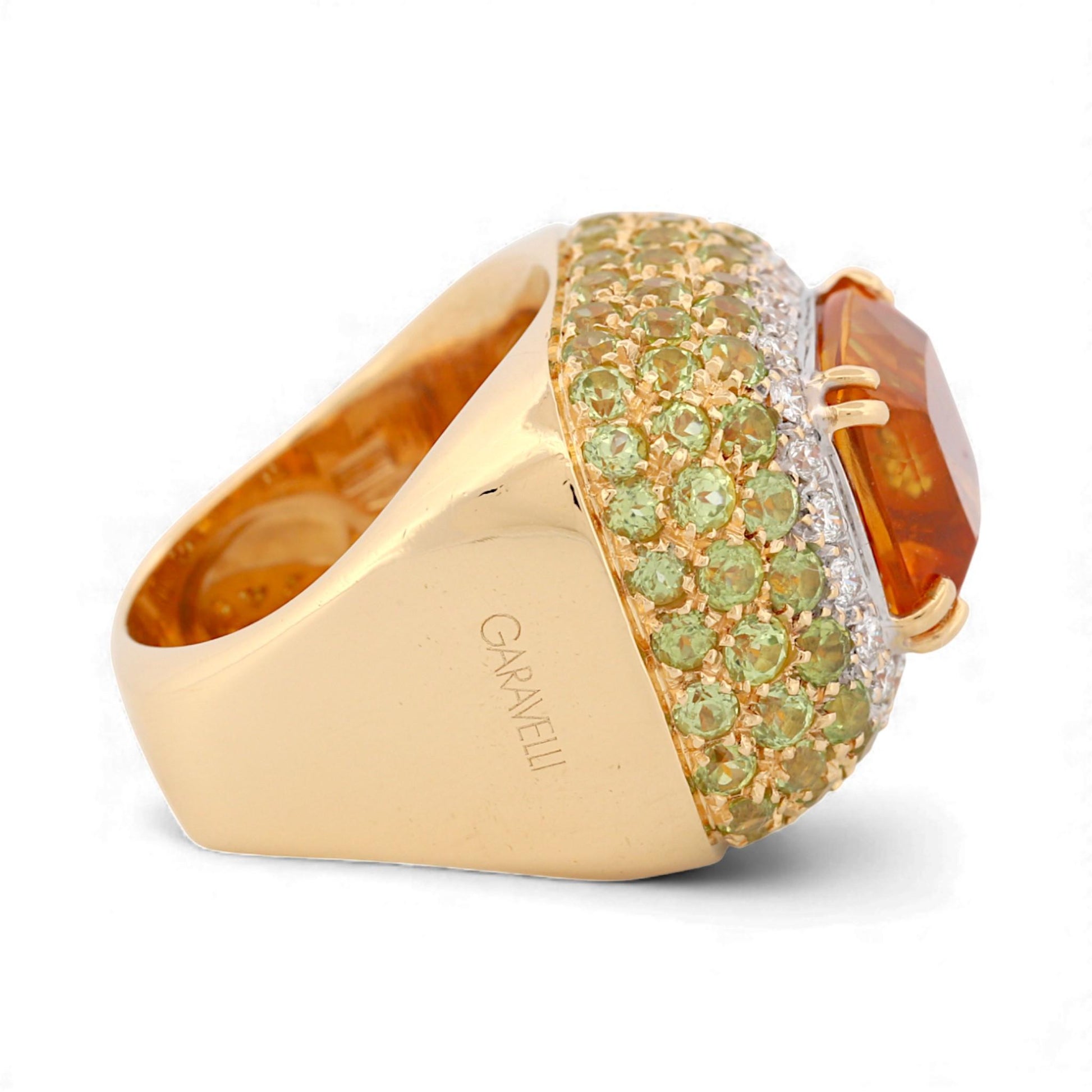 Garavelli Milano 18k Yellow Gold Citrine & Diamond Statement Ring Size 5.75