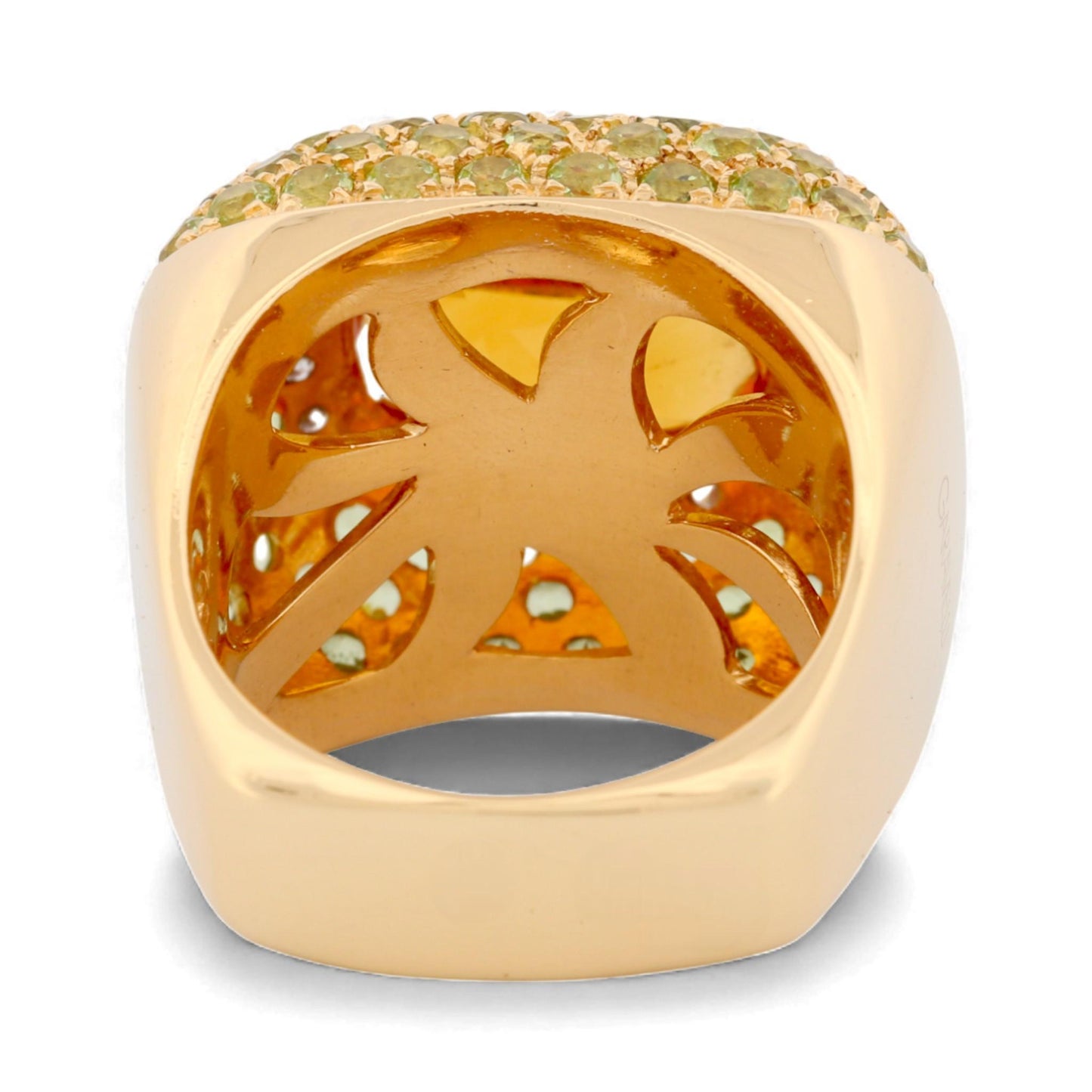 Garavelli Milano 18k Yellow Gold Citrine & Diamond Statement Ring Size 5.75