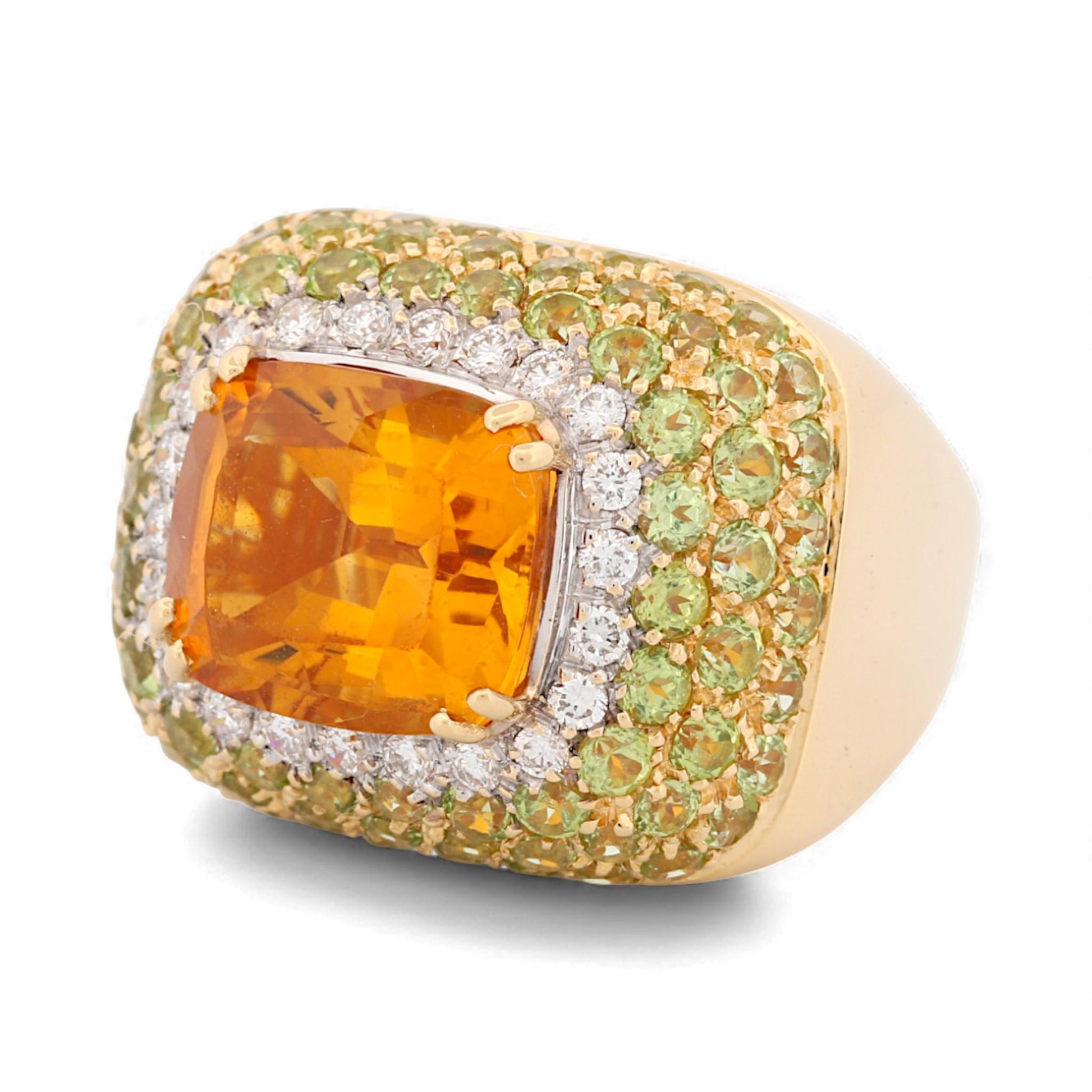 Garavelli Milano 18k Yellow Gold Citrine & Diamond Statement Ring Size 5.75
