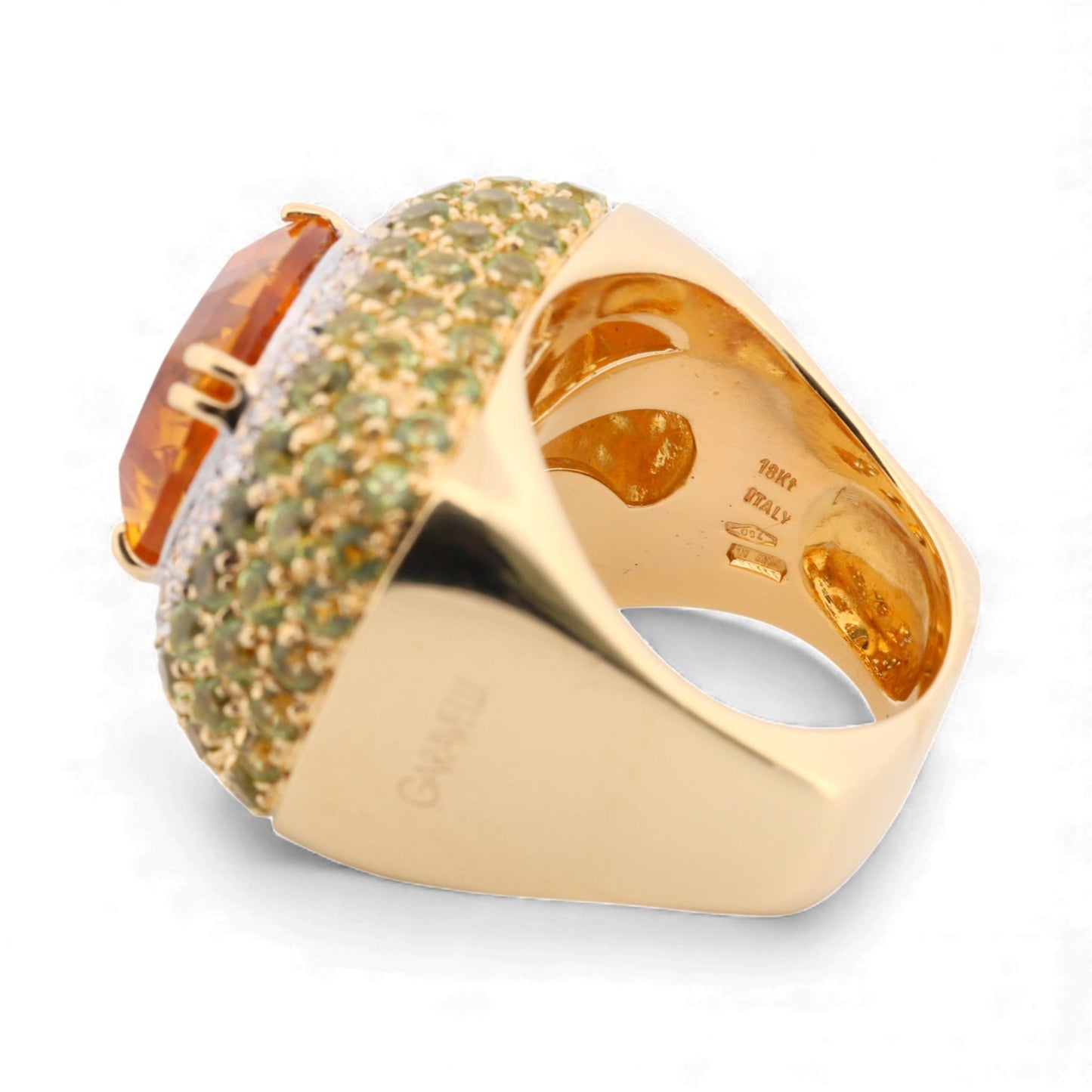 Garavelli Milano 18k Yellow Gold Citrine & Diamond Statement Ring Size 5.75