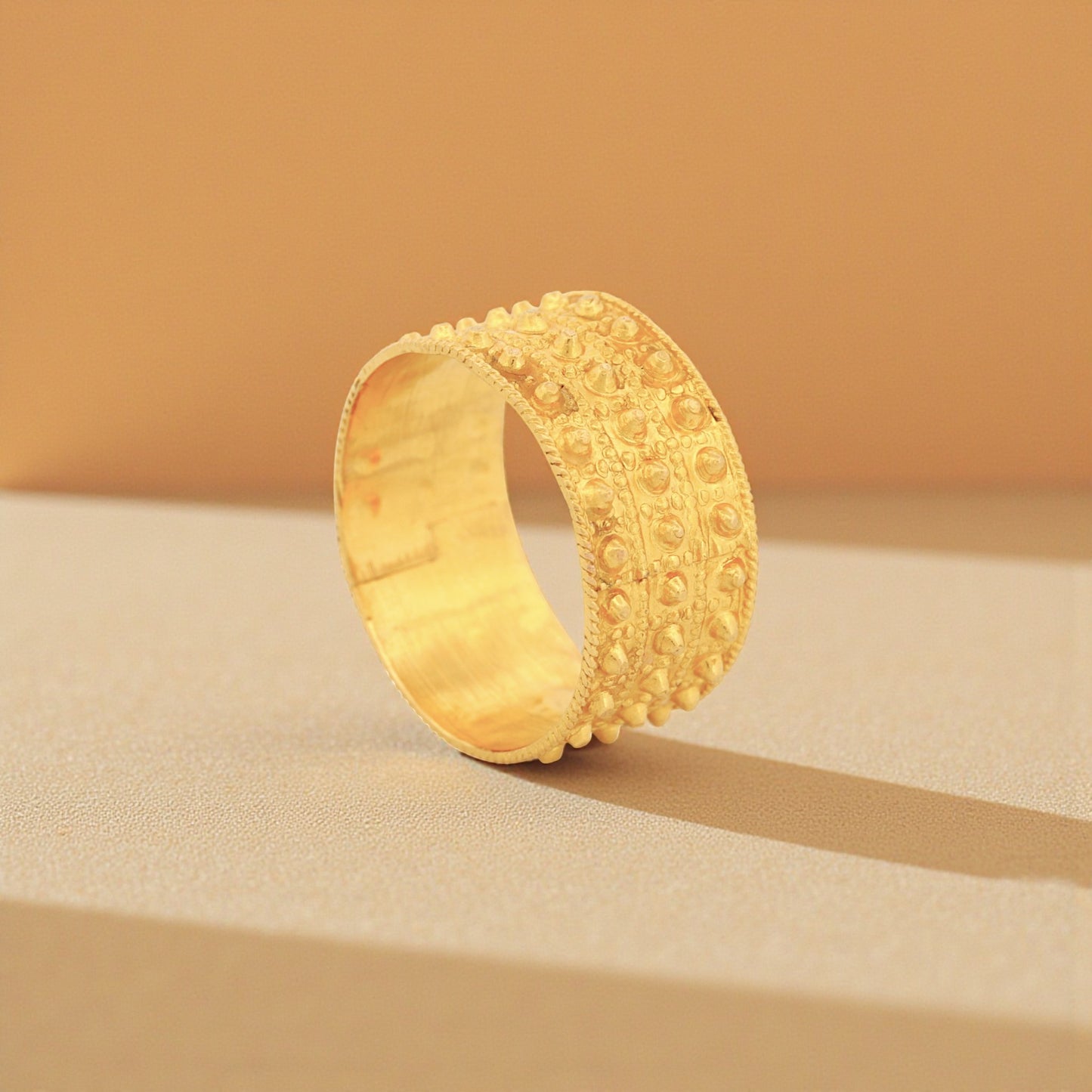 Handcrafted 22K Yellow Gold Filigree Rope Band Ring Size 7.25