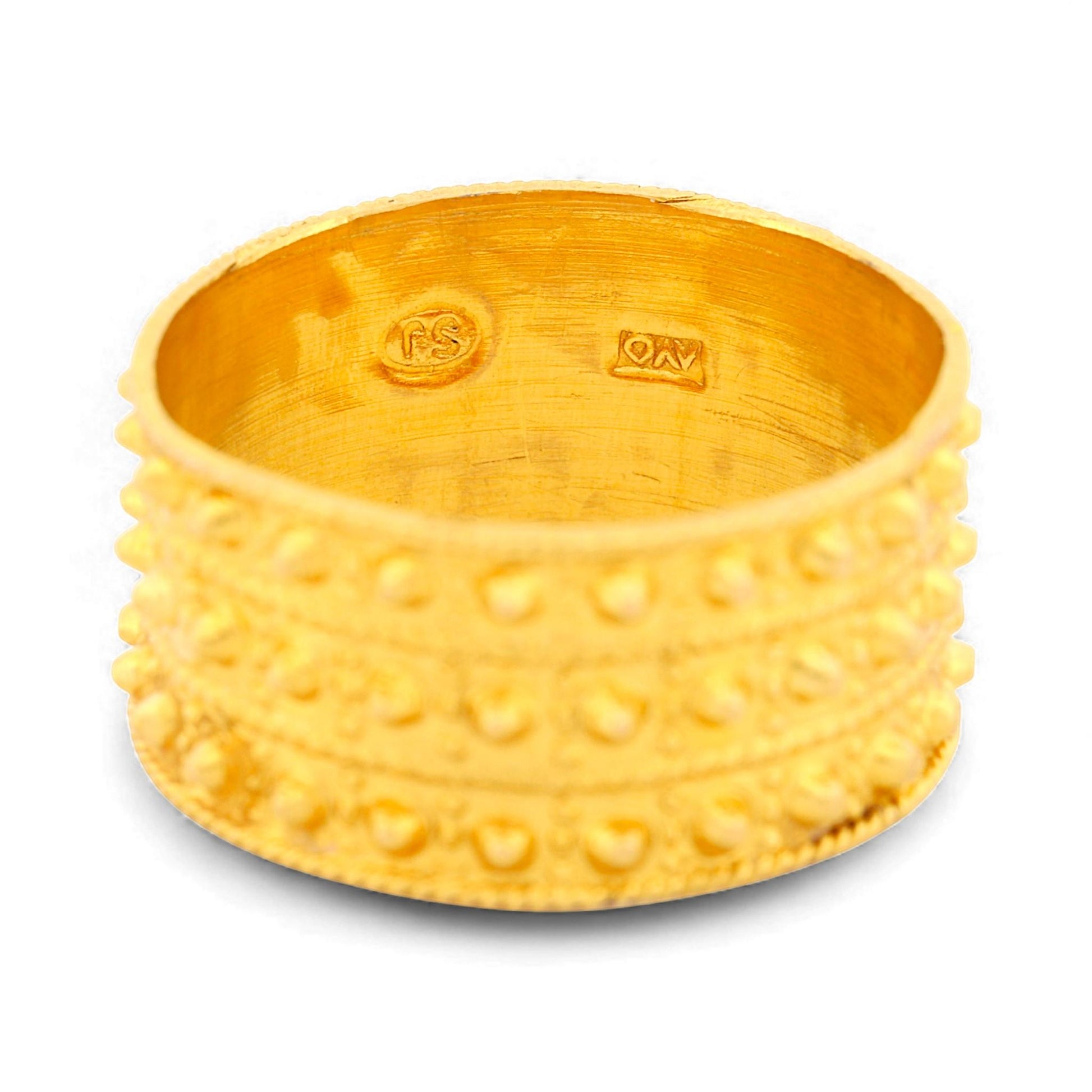 Handcrafted 22K Yellow Gold Filigree Rope Band Ring Size 7.25