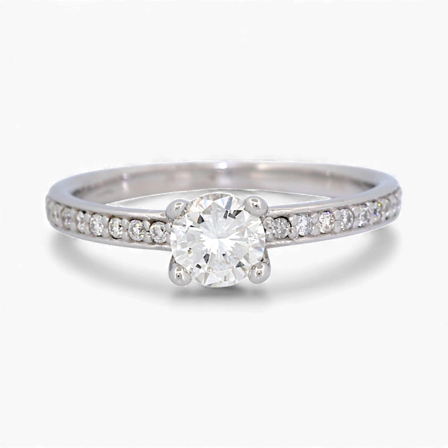 14k White Gold GIA 0.53ct Diamond Engagement Ring with Accent Diamonds Size 7