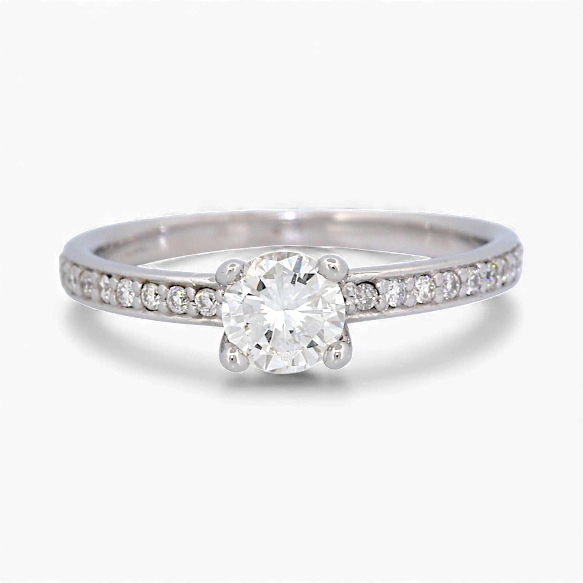 14k White Gold GIA 0.53ct Diamond Engagement Ring with Accent Diamonds Size 7