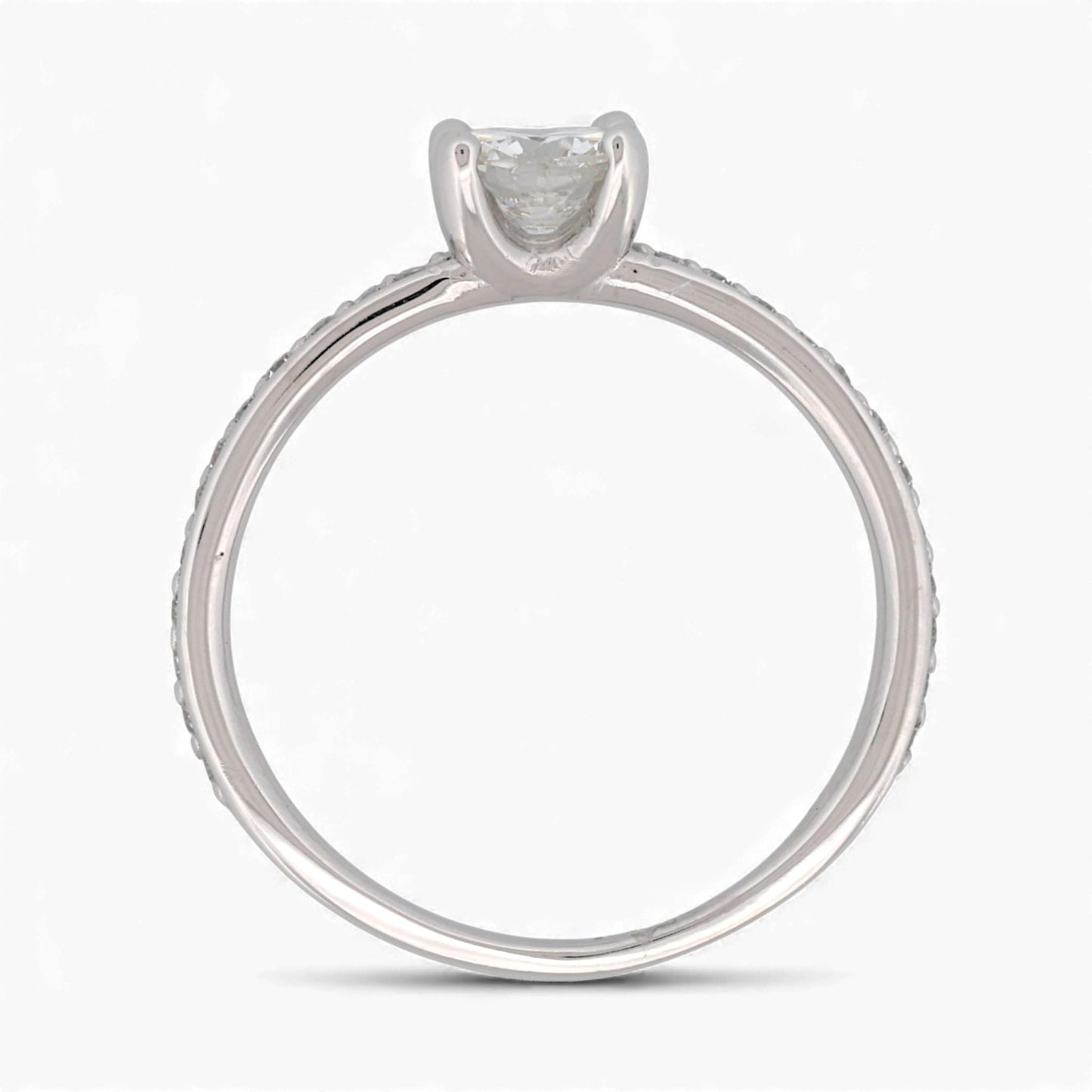 14k White Gold GIA 0.53ct Diamond Engagement Ring with Accent Diamonds Size 7