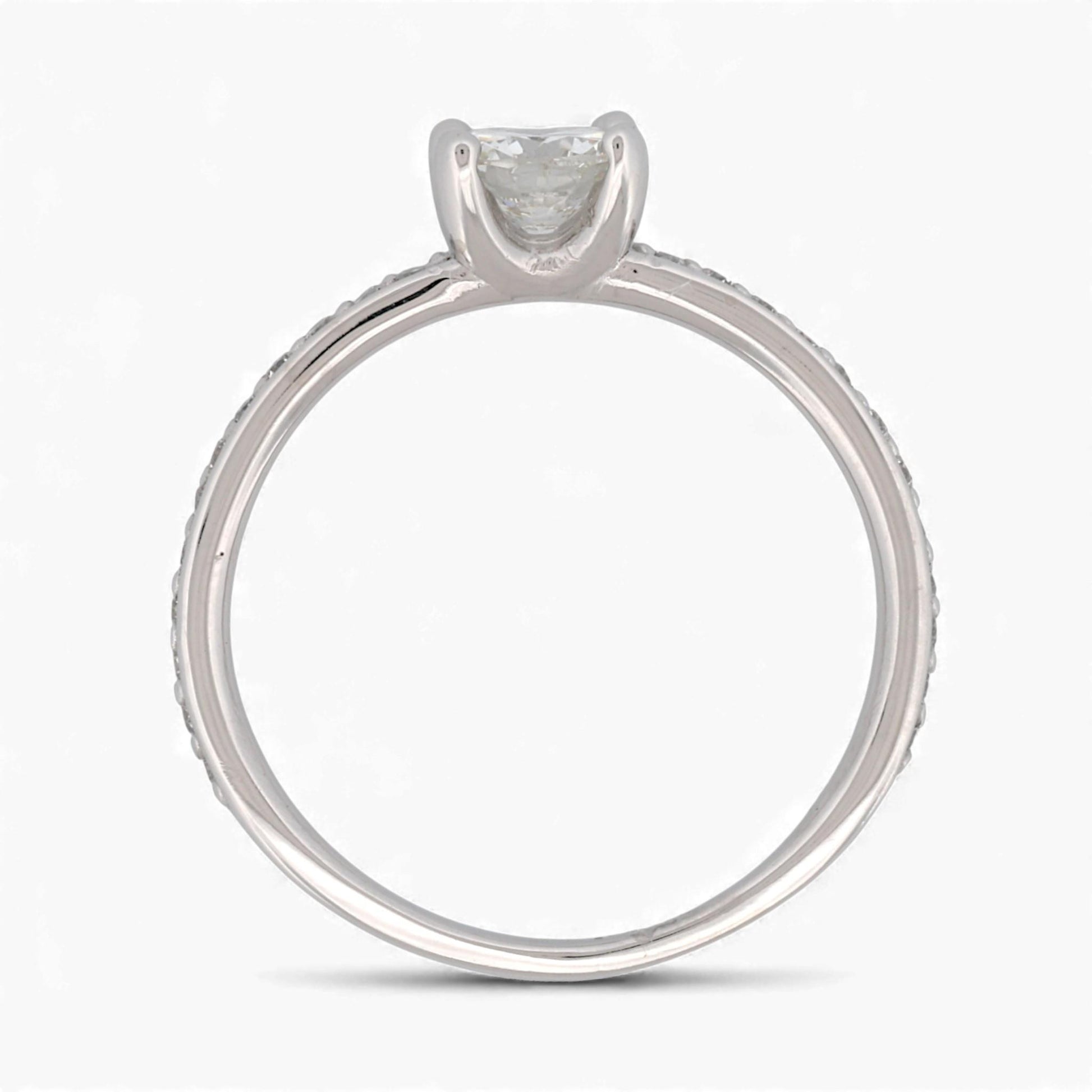 14k White Gold GIA 0.53ct Diamond Engagement Ring with Accent Diamonds Size 7