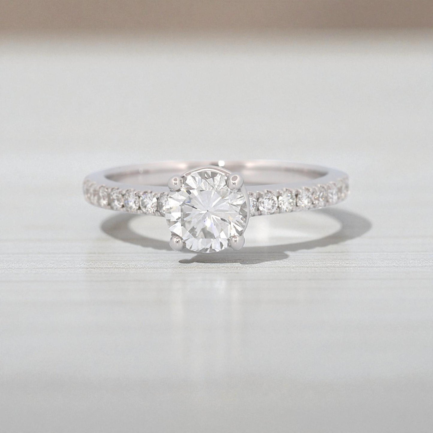 14k White Gold GIA 0.90ct F/SI1 Diamond Solitaire Engagement Ring 1.15ct