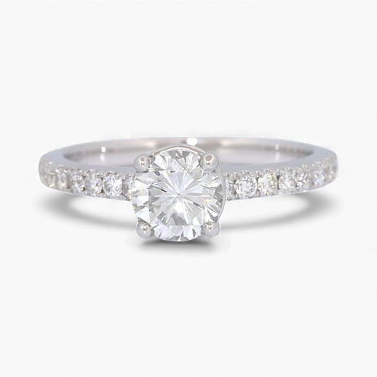 14k White Gold GIA 0.90ct F/SI1 Diamond Solitaire Engagement Ring 1.15ct
