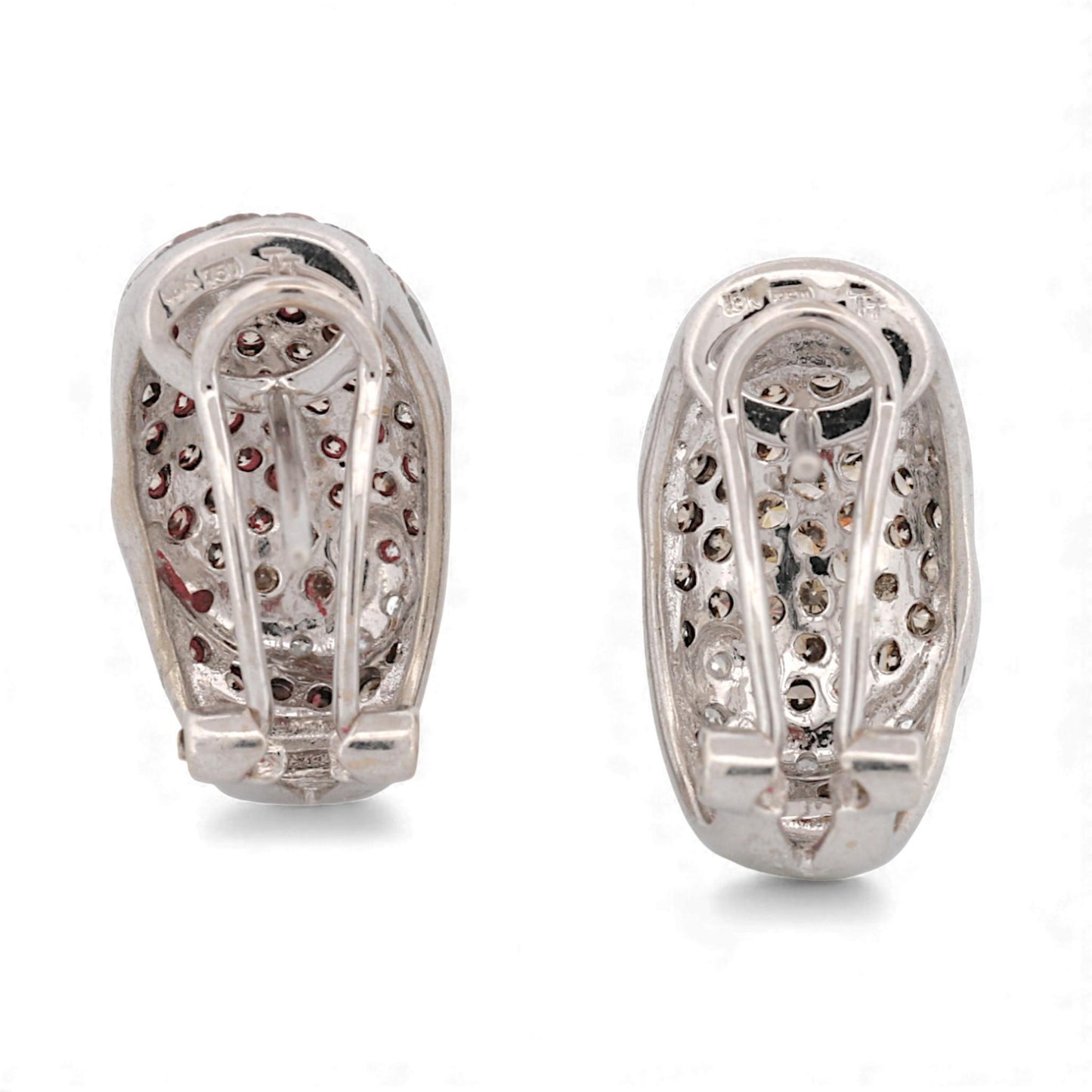 Vintage 18k White Gold Brown & White Diamond Black Rhodium Earrings