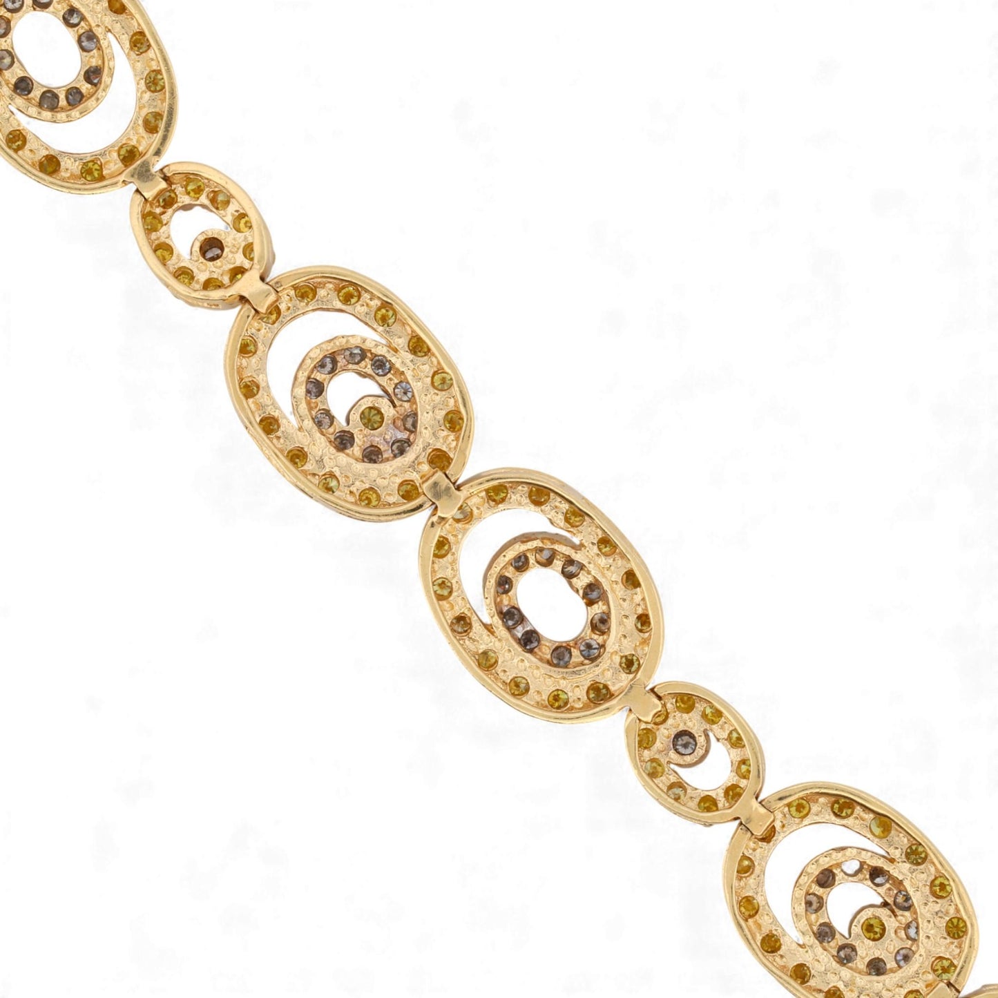 14k White & Yellow Gold Fancy Yellow and White Diamond Oval Link Bracelet 3.5ct