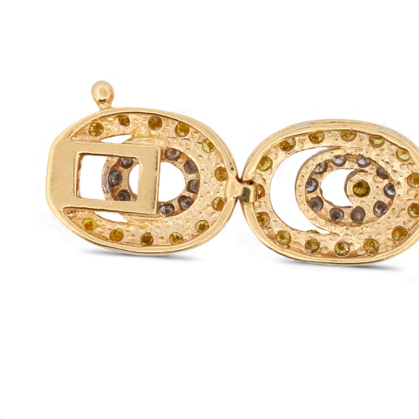 14k White & Yellow Gold Fancy Yellow and White Diamond Oval Link Bracelet 3.5ct