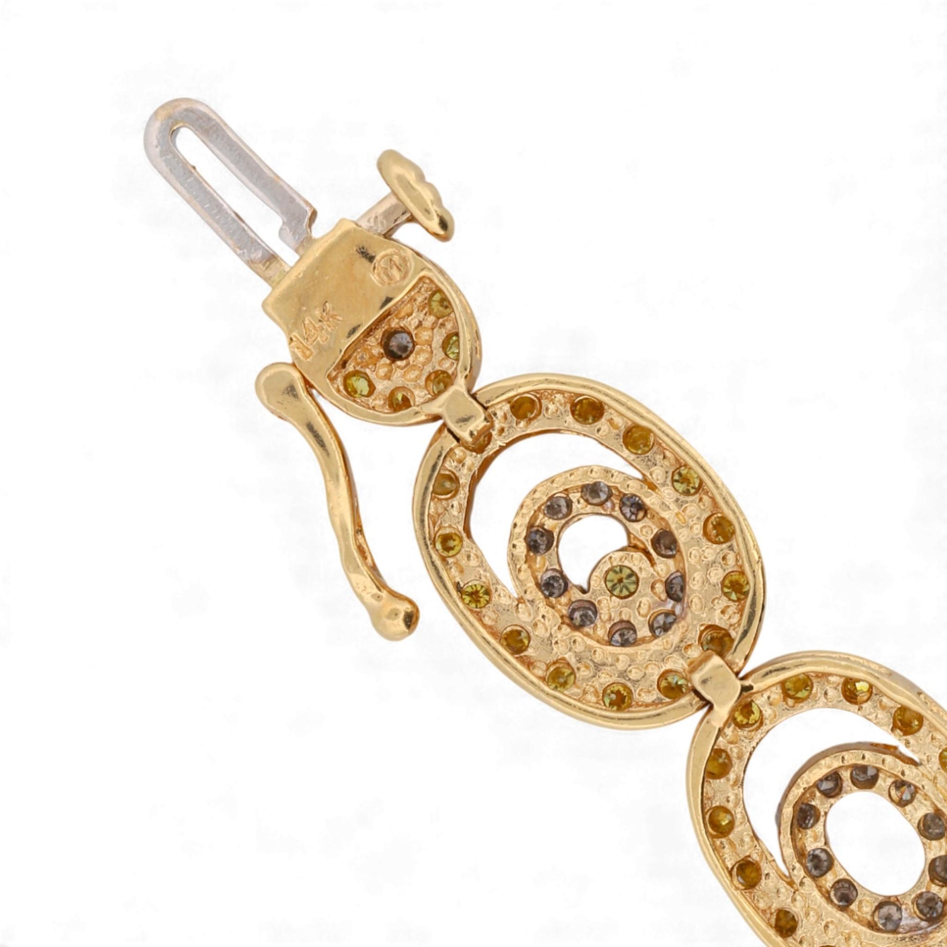 14k White & Yellow Gold Fancy Yellow and White Diamond Oval Link Bracelet 3.5ct