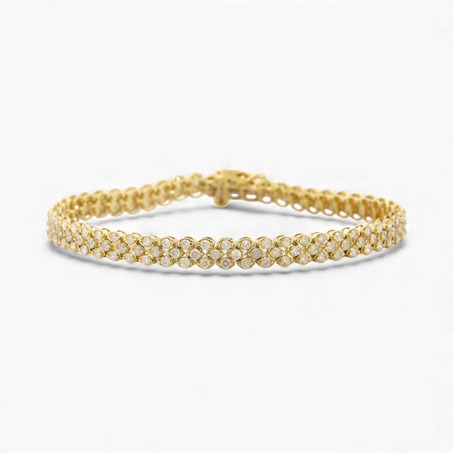 Three-Row Diamond Link Bracelet in 14k Yellow Gold 2.75ct
