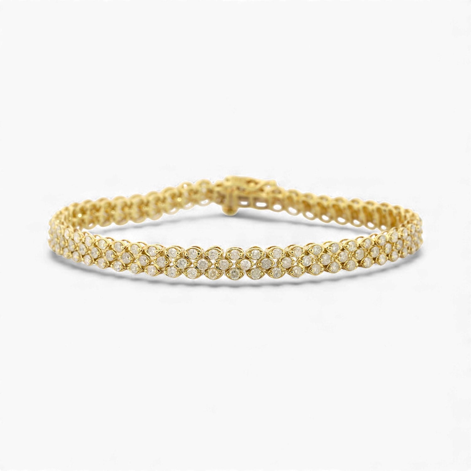 Three-Row Diamond Link Bracelet in 14k Yellow Gold 2.75ct