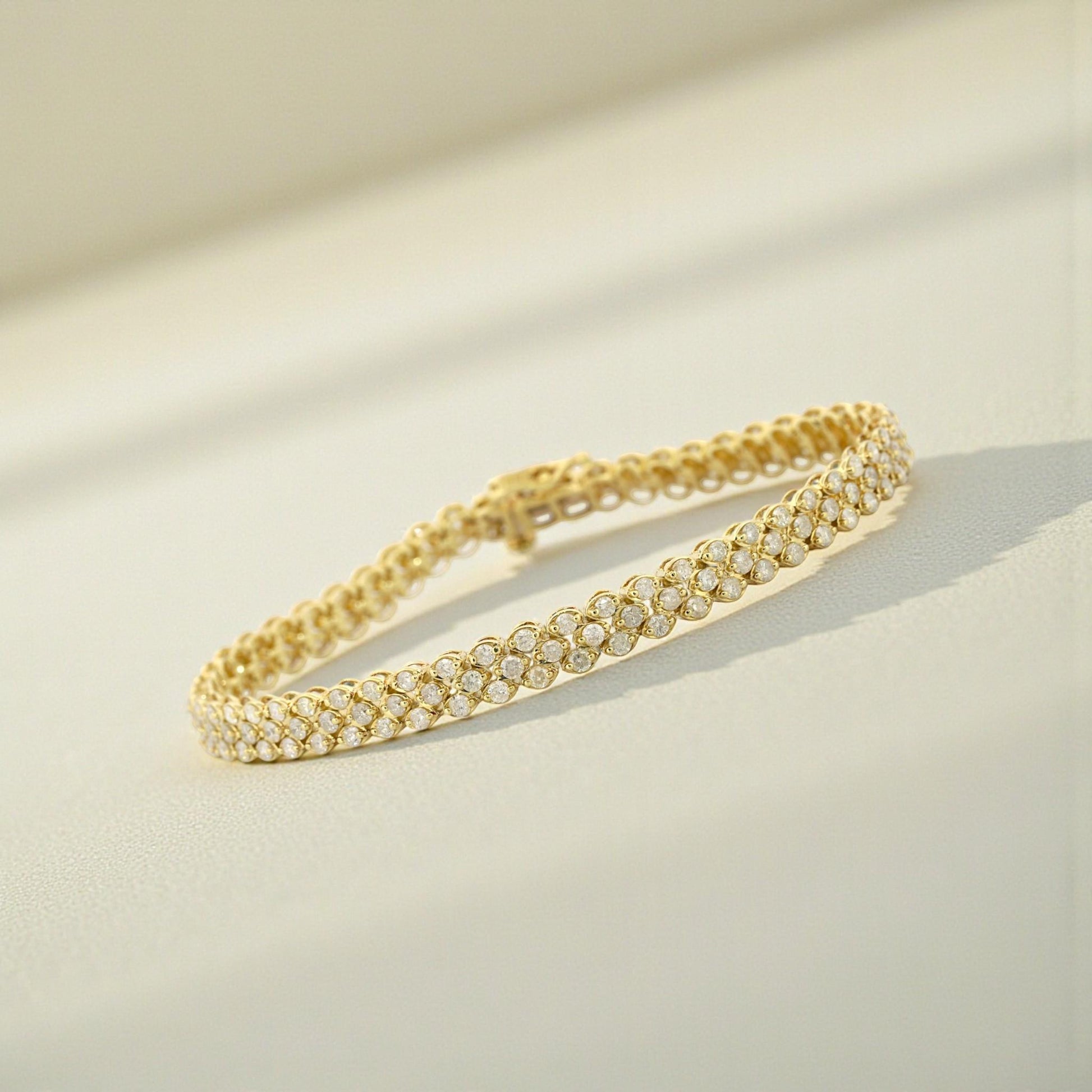 Three-Row Diamond Link Bracelet in 14k Yellow Gold 2.75ct