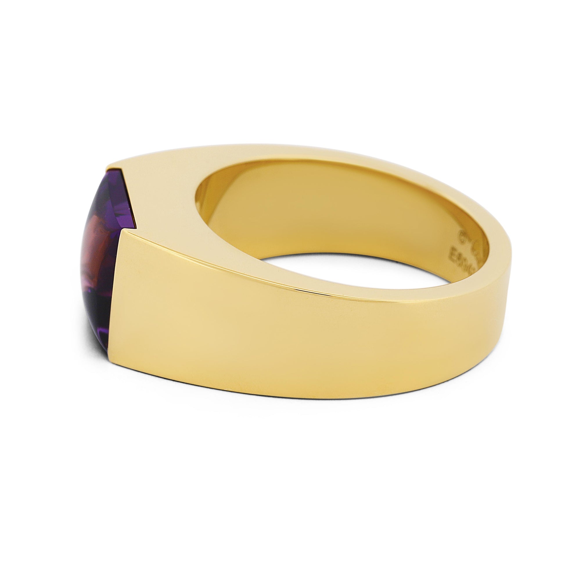 Cartier Tank Ring in 18k Yellow Gold with Amethyst Box & Papers 8mm Size 52 (6)