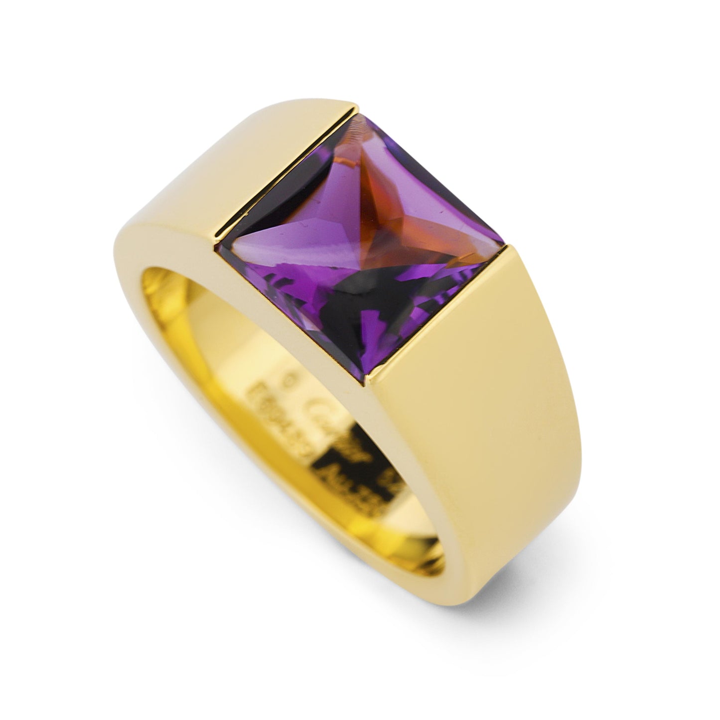 Cartier Tank Ring in 18k Yellow Gold with Amethyst Box & Papers 8mm Size 52 (6)