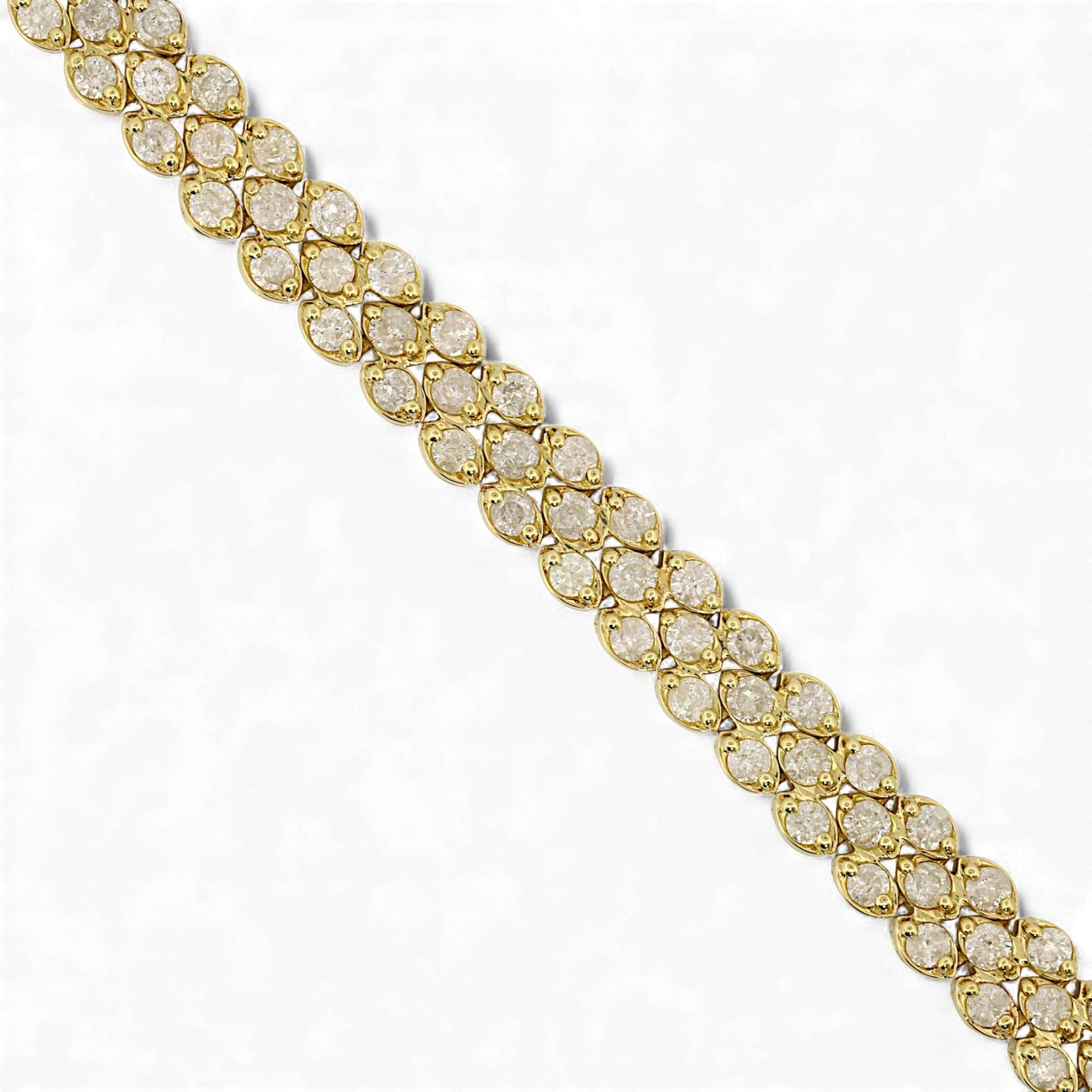 Three-Row Diamond Link Bracelet in 14k Yellow Gold 2.75ct