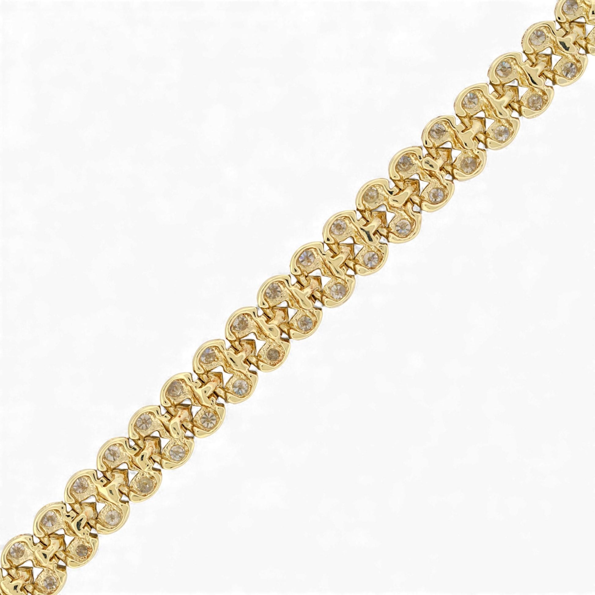 Three-Row Diamond Link Bracelet in 14k Yellow Gold 2.75ct
