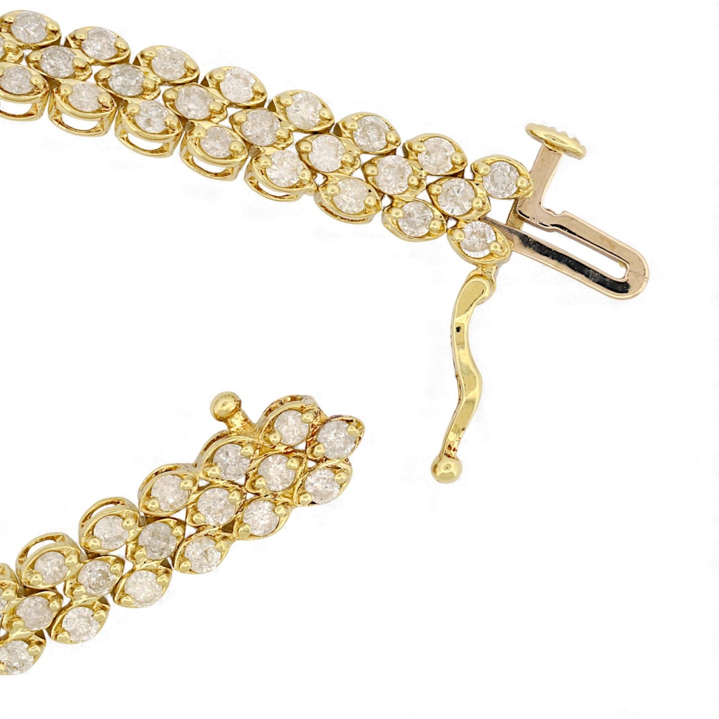 Three-Row Diamond Link Bracelet in 14k Yellow Gold 2.75ct