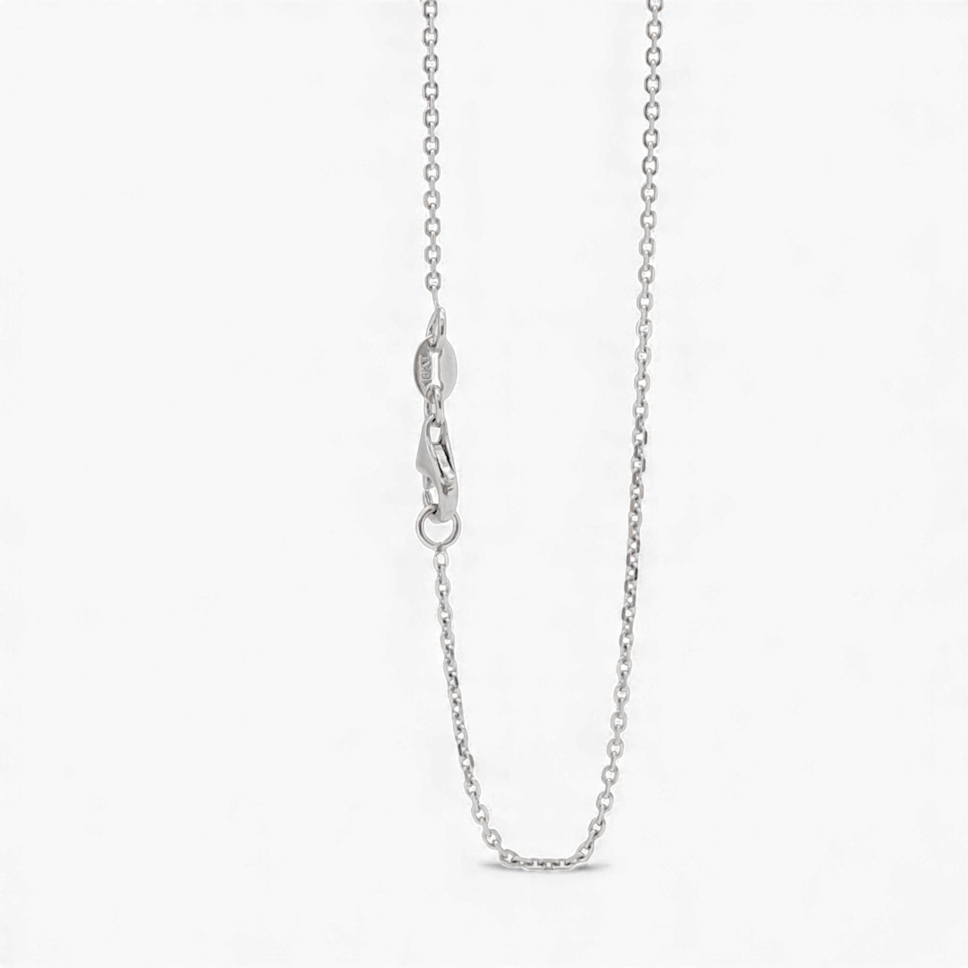 18k White Gold Blue Sapphire Station Necklace with Diamond Accent 16 Inch