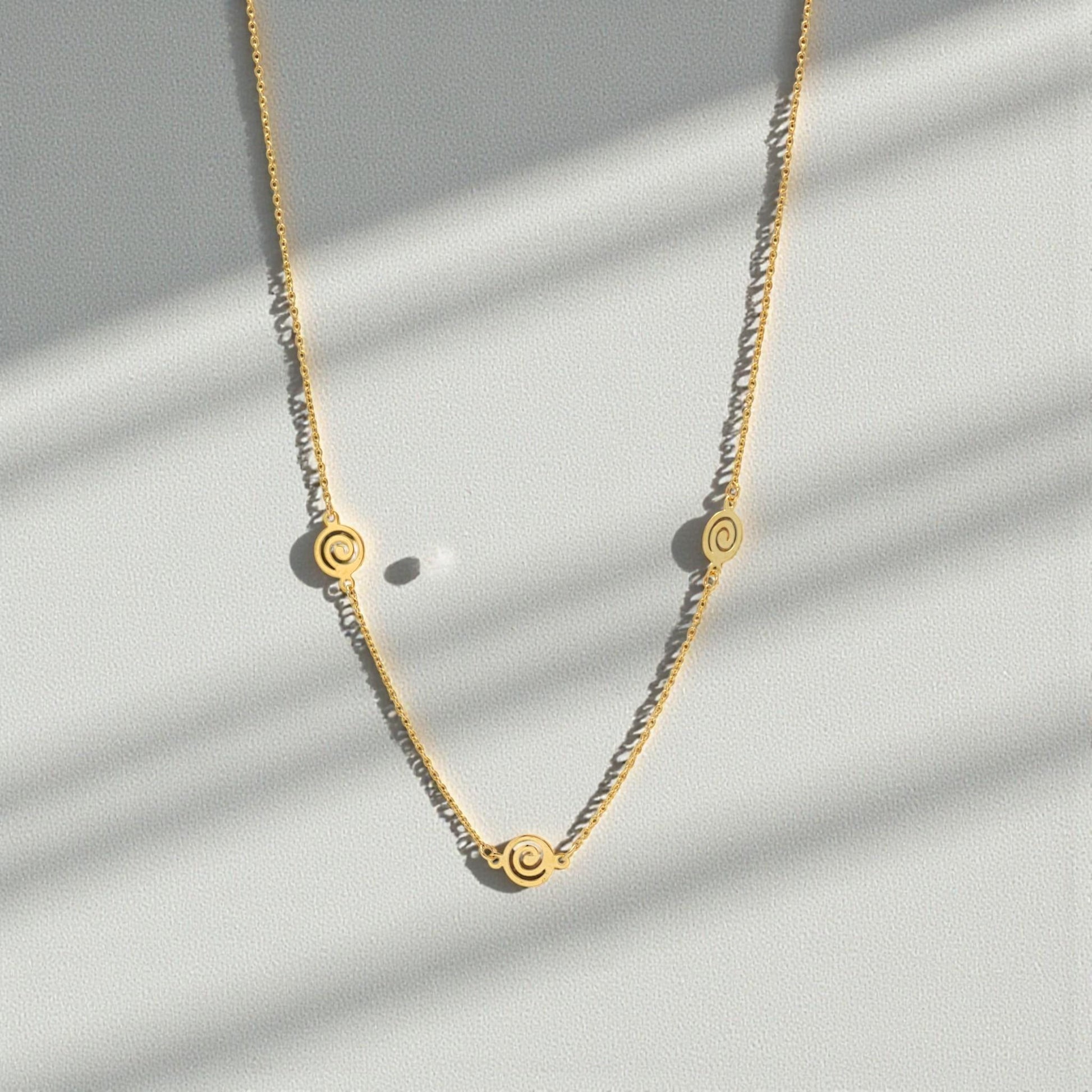 14k Yellow Gold Openwork Swirl Station Necklace 16–17 Inch Adjustable