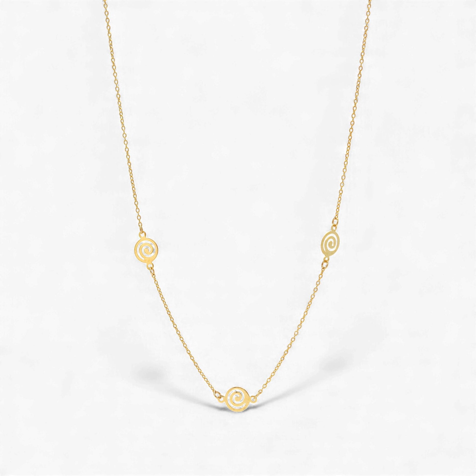14k Yellow Gold Openwork Swirl Station Necklace 16–17 Inch Adjustable
