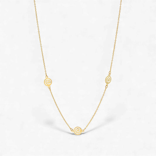 14k Yellow Gold Openwork Swirl Station Necklace 16–17 Inch Adjustable