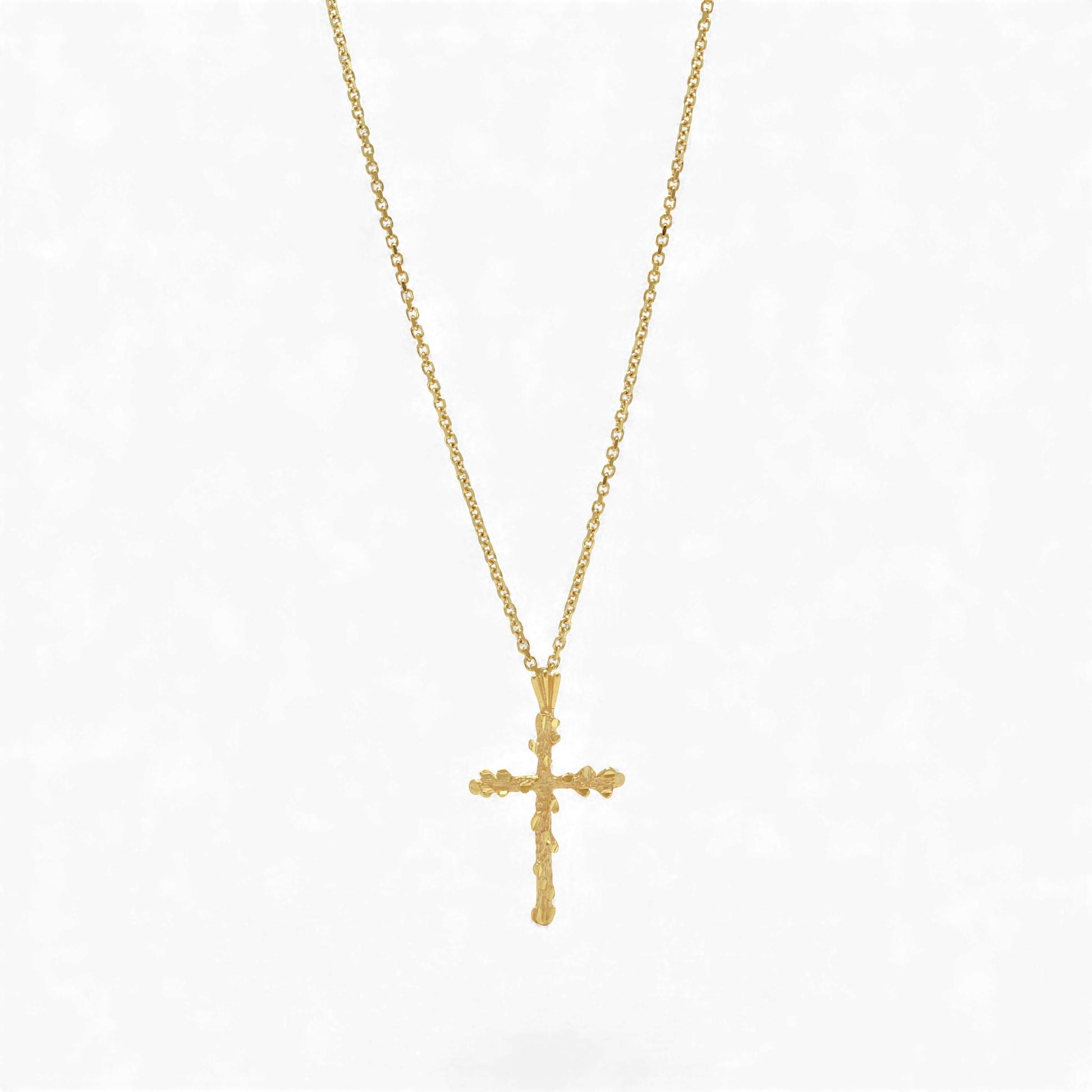 Vintage 18k Yellow Gold Diamond-Cut Michael Anthony Cross Pendant Necklace
