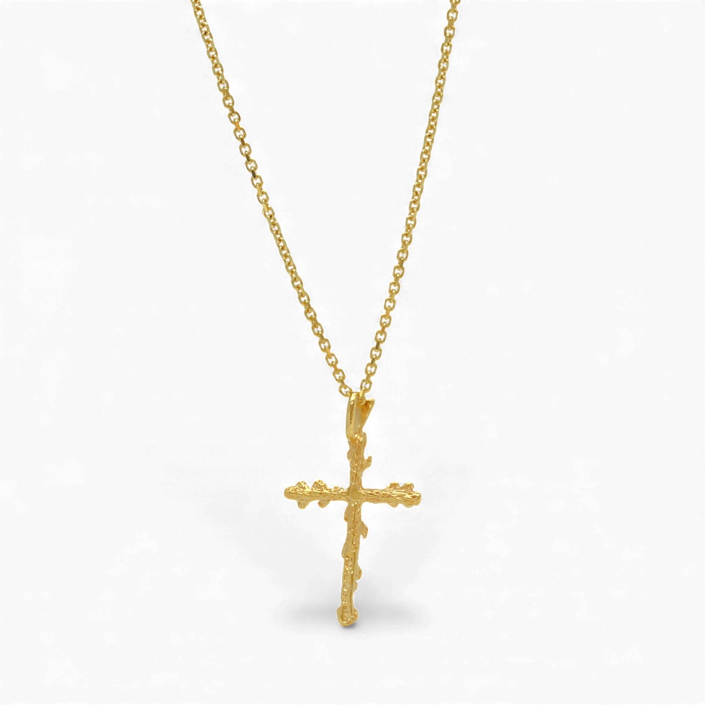 Vintage 18k Yellow Gold Diamond-Cut Michael Anthony Cross Pendant Necklace