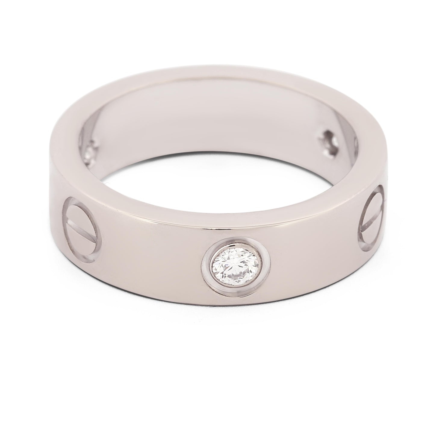 Cartier Love Ring in 18k White Gold with 3 Diamonds, Size 53 with Box CRB4032500