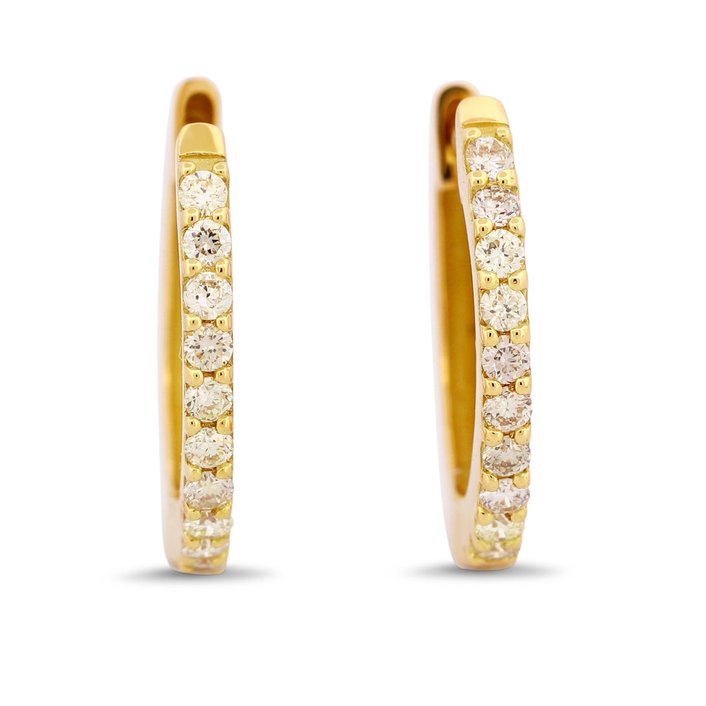 18k Yellow Gold Small Diamond Hoop Earrings New