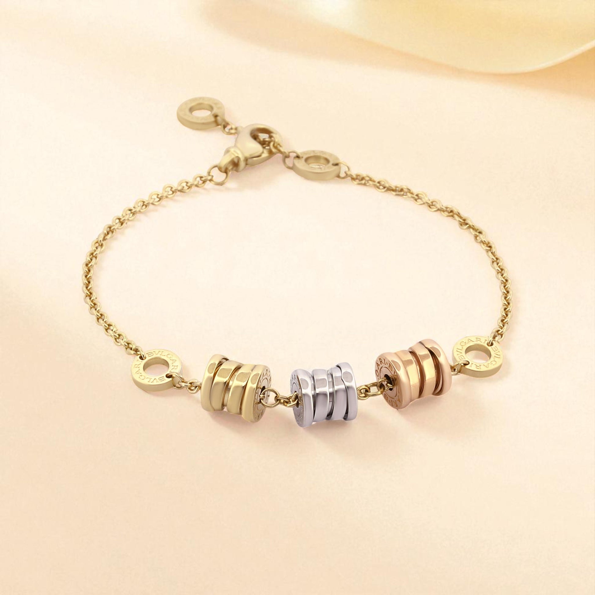 Bvlgari B.Zero1 Three-Charm Bracelet 18K Yellow Gold with Tri-Color Charms 2008