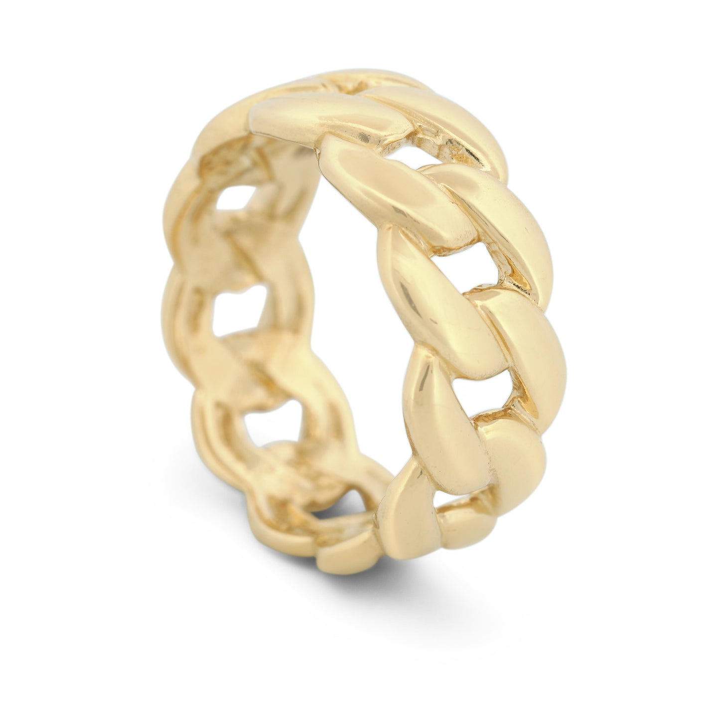 14k Yellow Gold Women's Curb Link Fashion Statement Band Ring New