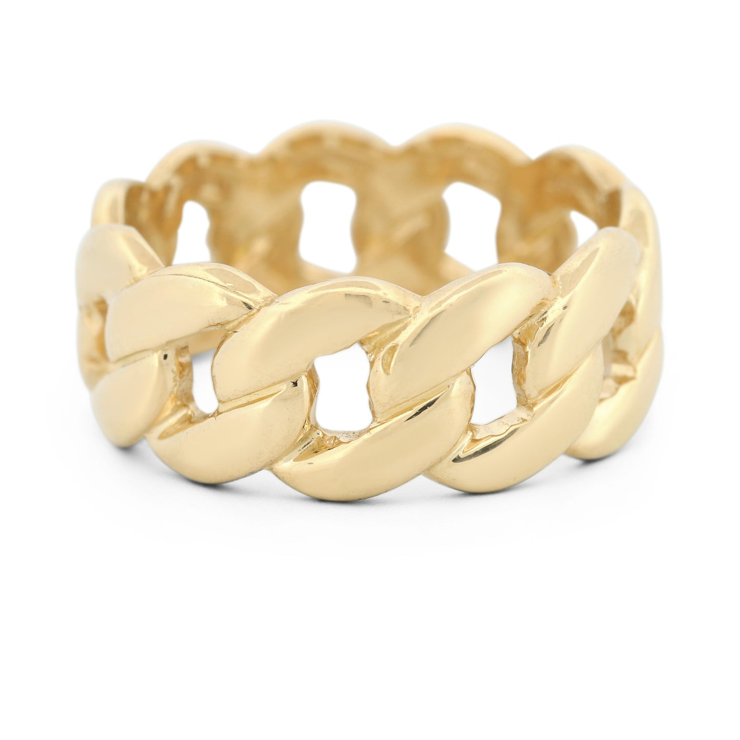 14k Yellow Gold Women's Curb Link Fashion Statement Band Ring New