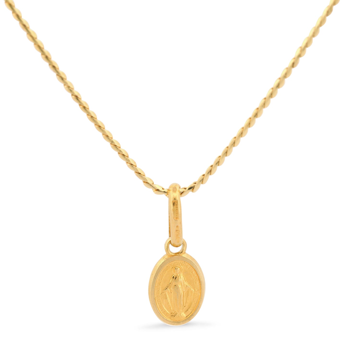 Unoaerre 18k Yellow Gold Holy Mary Medallion Pendanrt Necklace