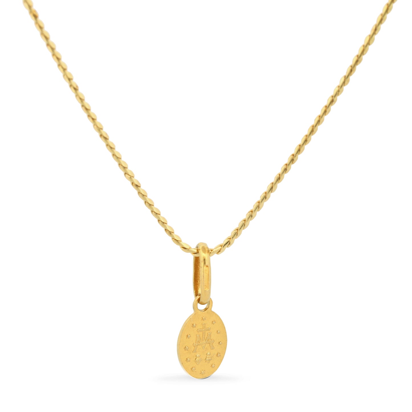 Unoaerre 18k Yellow Gold Holy Mary Medallion Pendanrt Necklace