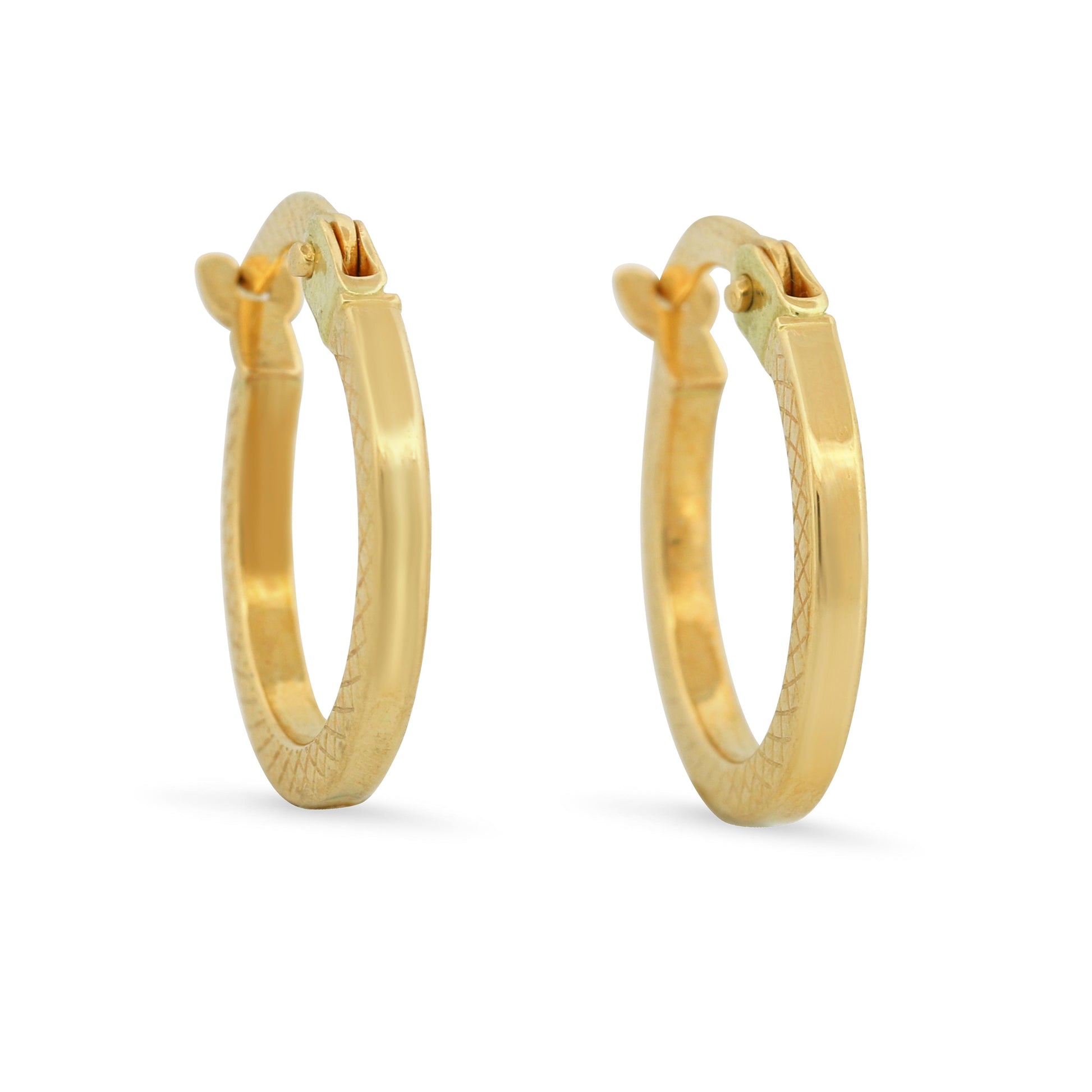 18k Yellow Gold Small Hoop Earrings with Hinge Clasp