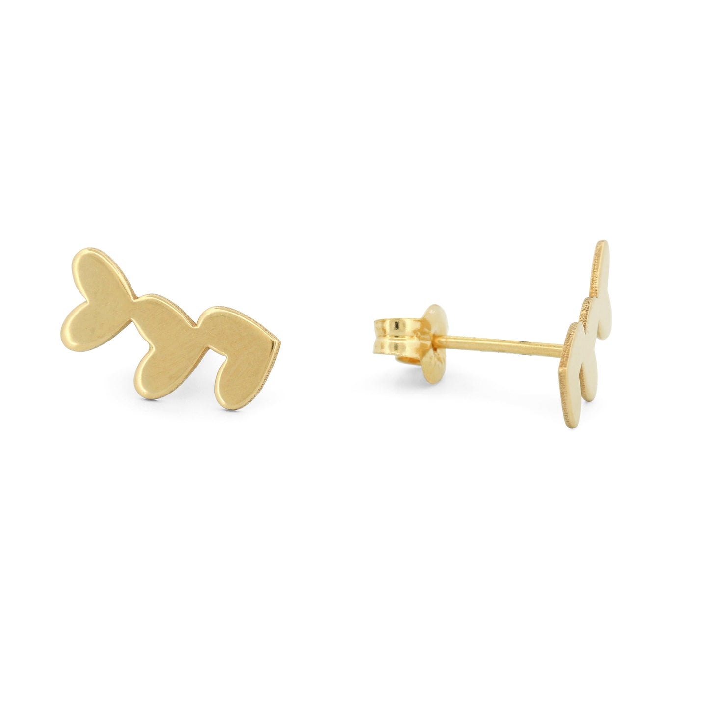 18k Yellow Gold Hearts Climber Earrings with Butterfly Backs